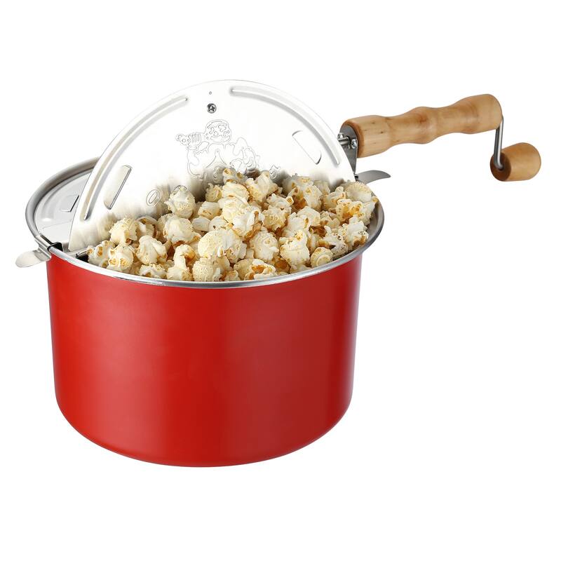 6.5 Quart Stovetop Popcorn Maker by Great Northern Popcorn (Red)