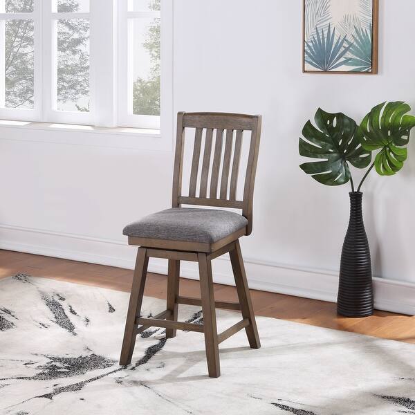 slide 1 of 4, Mission Back Indoor Dining Room Swivel Stool Dark Brown - Counter Height - 23-28 in.