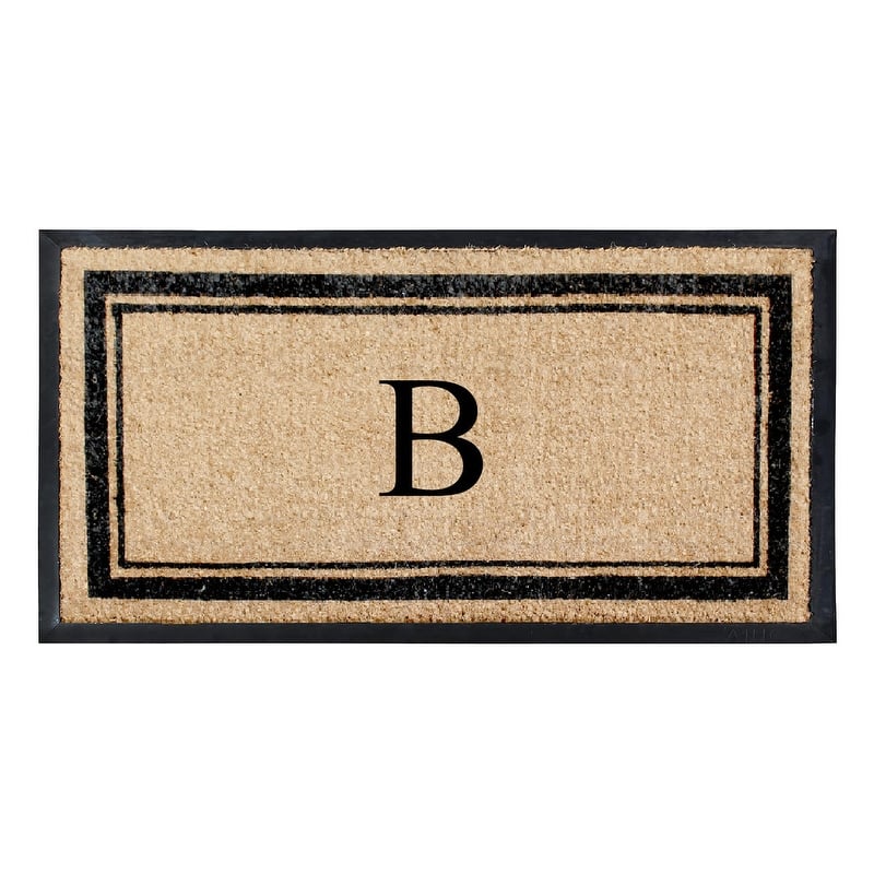 A1HC Picture Frame Natural Rubber & Coir Large Monogrammed Doormat 24"x48" - B