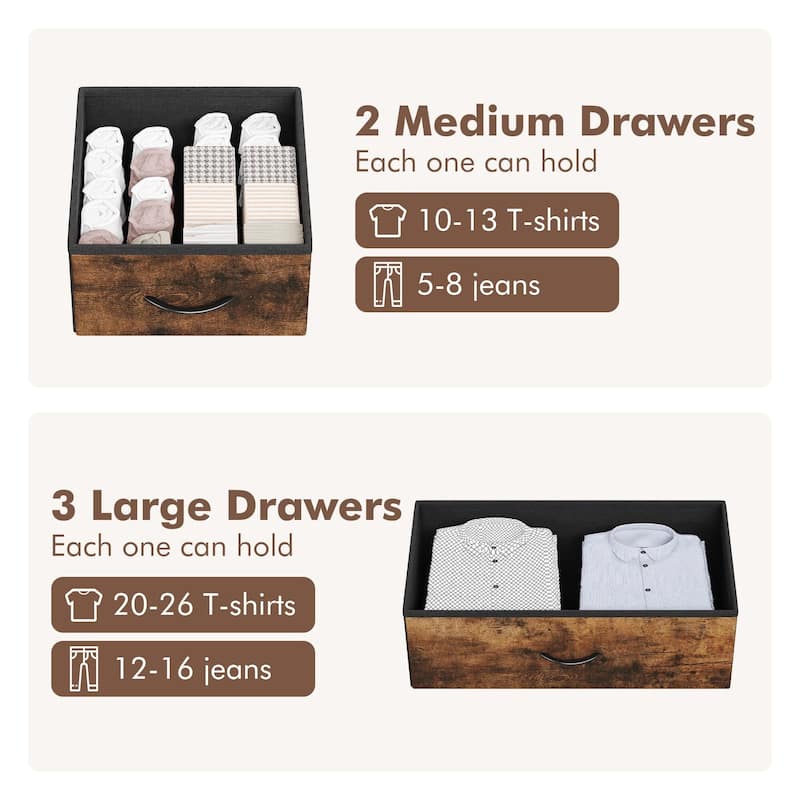 5 Drawers Dresser for Bedroom with Shelf