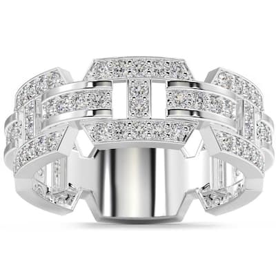 VS 1 1/4Ct Diamond Ring Men's Lab Grown Band in 10k White, Yellow, or Rose Gold