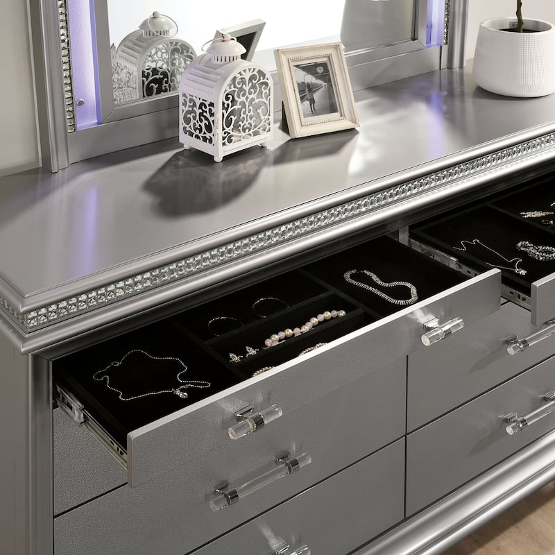 Xian Glam 2-piece 8-Drawer Dresser and Mirror Set by Furniture of America