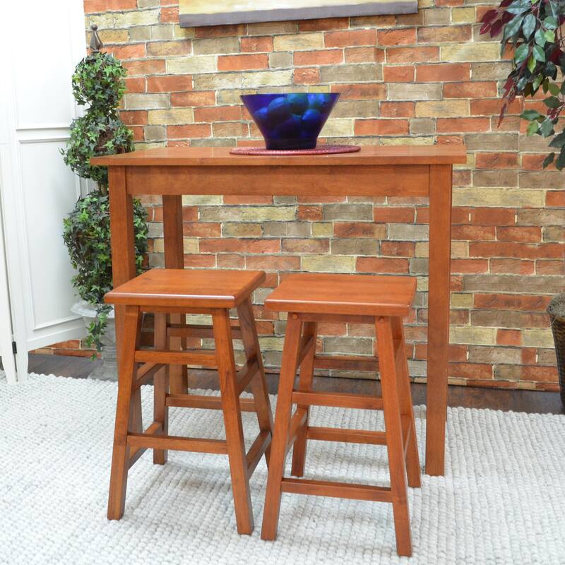 Rectangular Rubberwood Pub Bar Table - 42" - Walnut Brown
