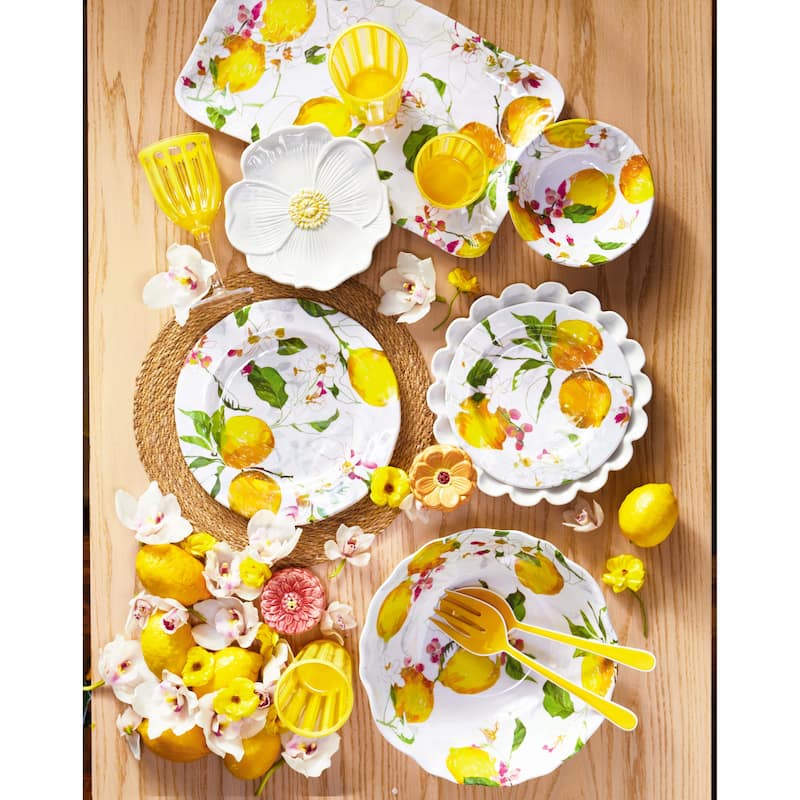 Lemoncello Melamine Rectangle Spring Summer Serving Platter 17 in x 10 in