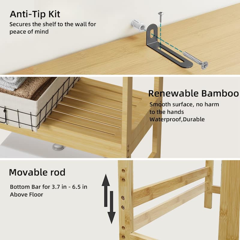 Bathroom Over The Toilet Storage Cabinet Organizer With Doors Shelves - 25" x 10" x 69"