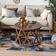 preview thumbnail 9 of 26, COZAYH Farmhouse End Table, Rustic Round Coffee Table with X-Motifs Legs, Wood Textured Top for Boho, French Country Decor