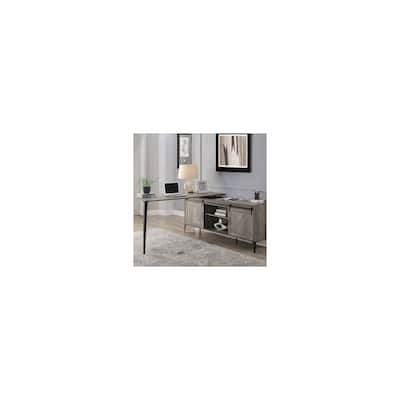 Rustic Writing Desk with Storage - Gray Oak & Black Home Office Desk