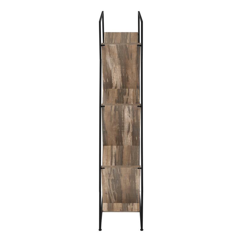 Modern Contemporary 3 Tier Bookshelf, 60"h Bookcase Black Metal Frame Etagere, for Living room Office Bedroom