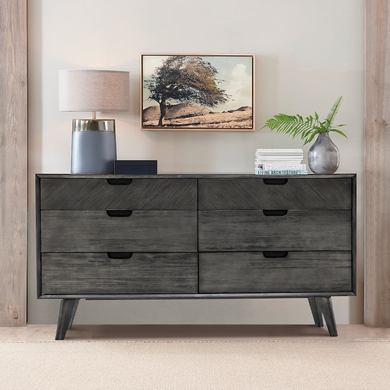 Mohave Mid-Century Modern 6 Drawer Acacia Wood Dresser