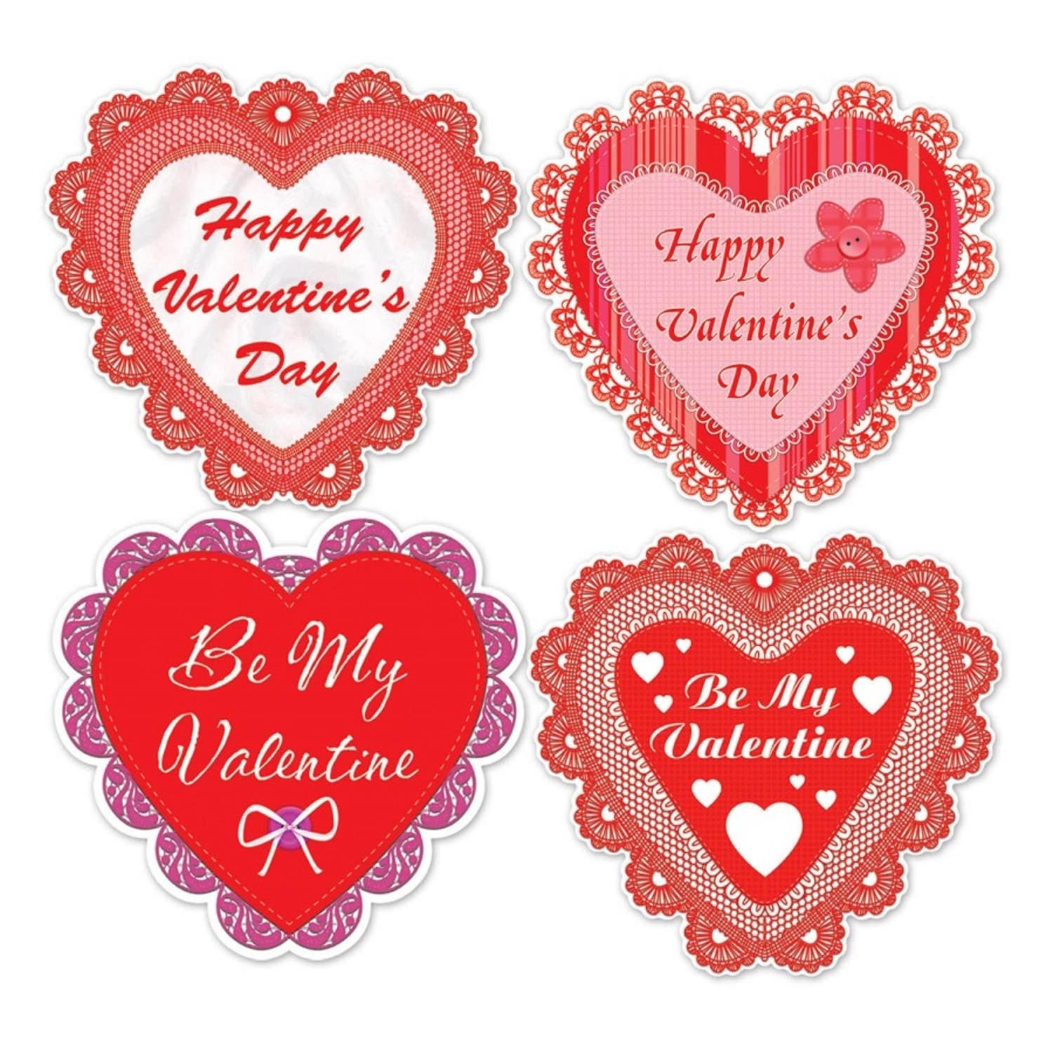 Shop Club Pack Of 48 Happy Valentine S Day Lace Heart Cutout