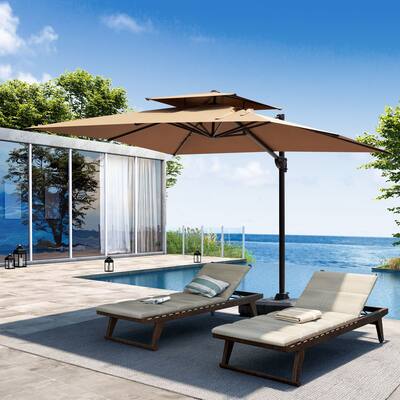 Pellebant Outdoor Patio Umbrella Cantilever Offset with No Base, Dual Top