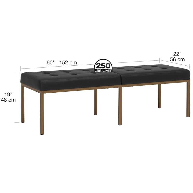 Camber 60'' Bench, Tufted Bonded Leather Bench