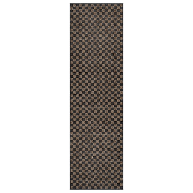 World Rug Gallery Checkered Indoor/Outdoor Flat Woven Area Rug