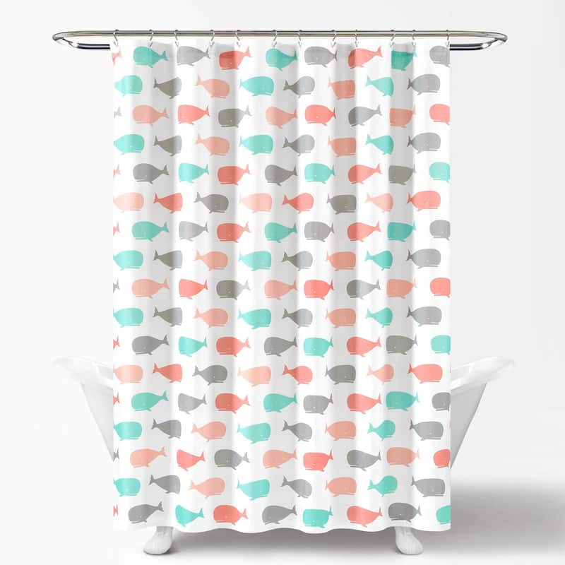 Taylor & Olive Lums Navy Whale Shower Curtain