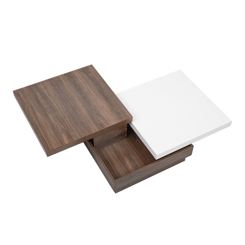 35.4" Modern Coffee Table with Rotatable Top and 1 Hidden Storage Space