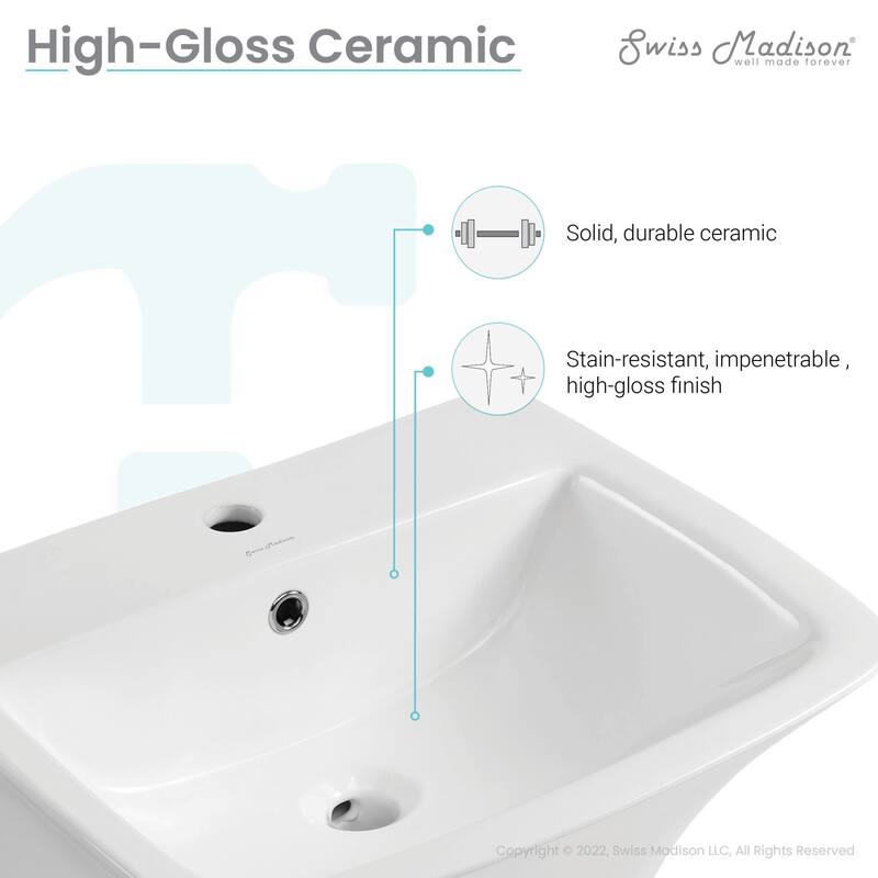 Swiss Madison SM-WS330 Carre 20-7/8" Rectangular Ceramic Wall Mounted
