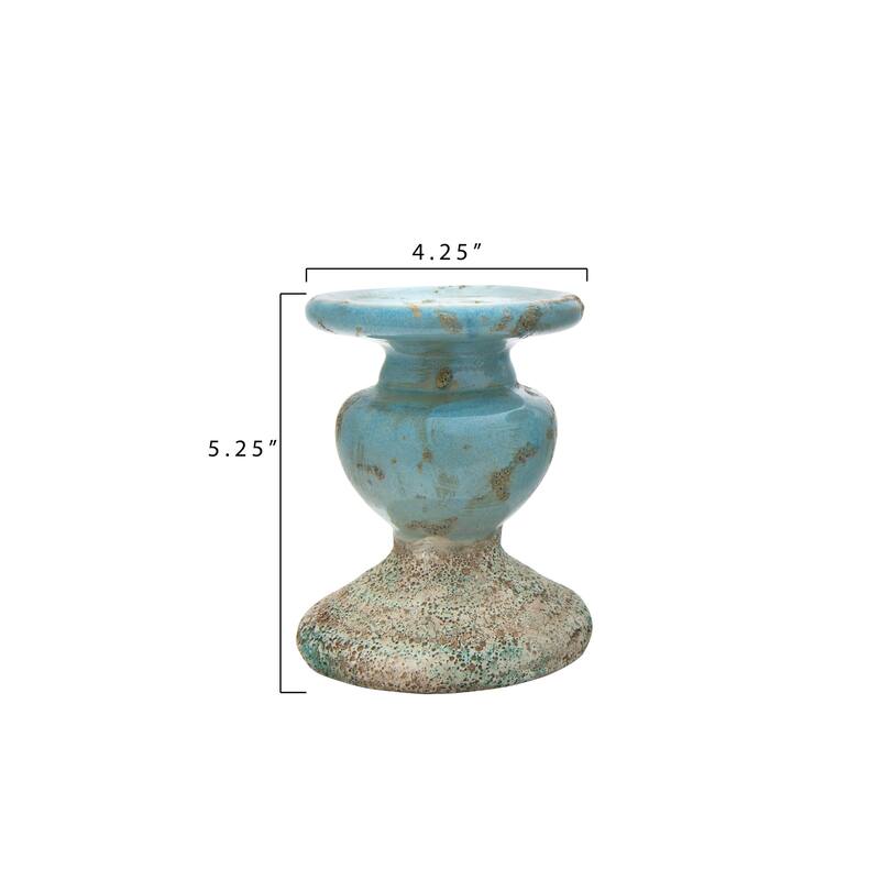 Sculptural Terracotta Pillar Candle Holder