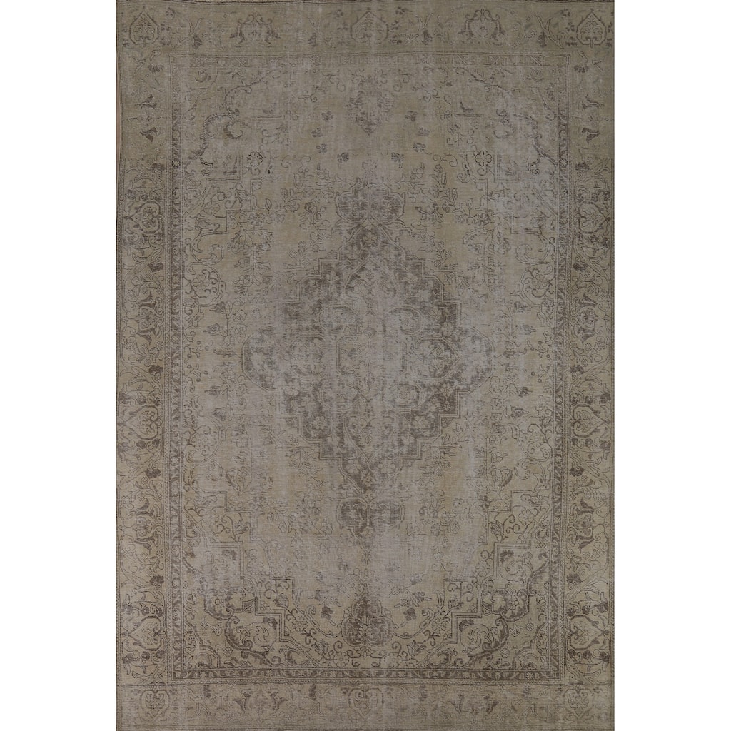 Tabriz Persian Vintage Area Rug Handmade Traditional Wool Carpet - 8'11" x 12'4"