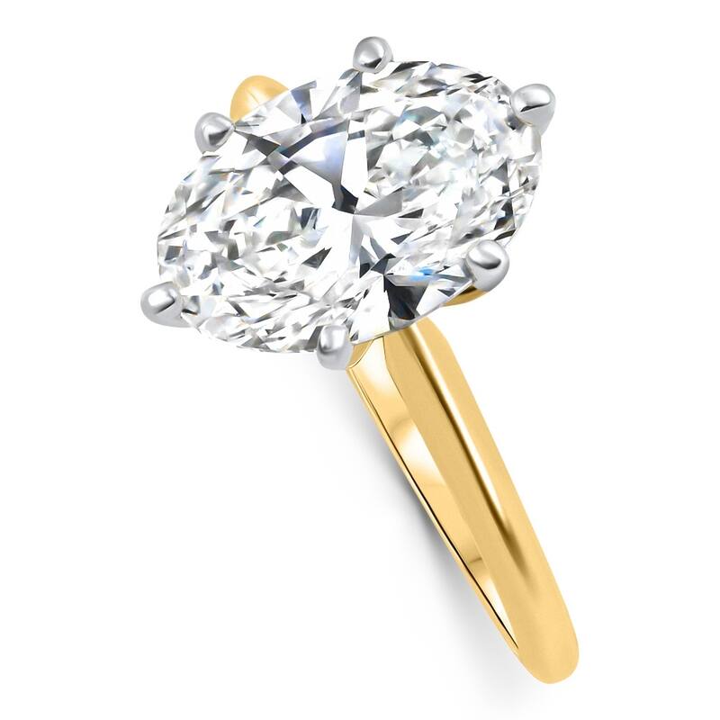 Bliss Diamond Certified 4Ct Oval Solitaire Diamond Engagement Ring Gold Lab Grown