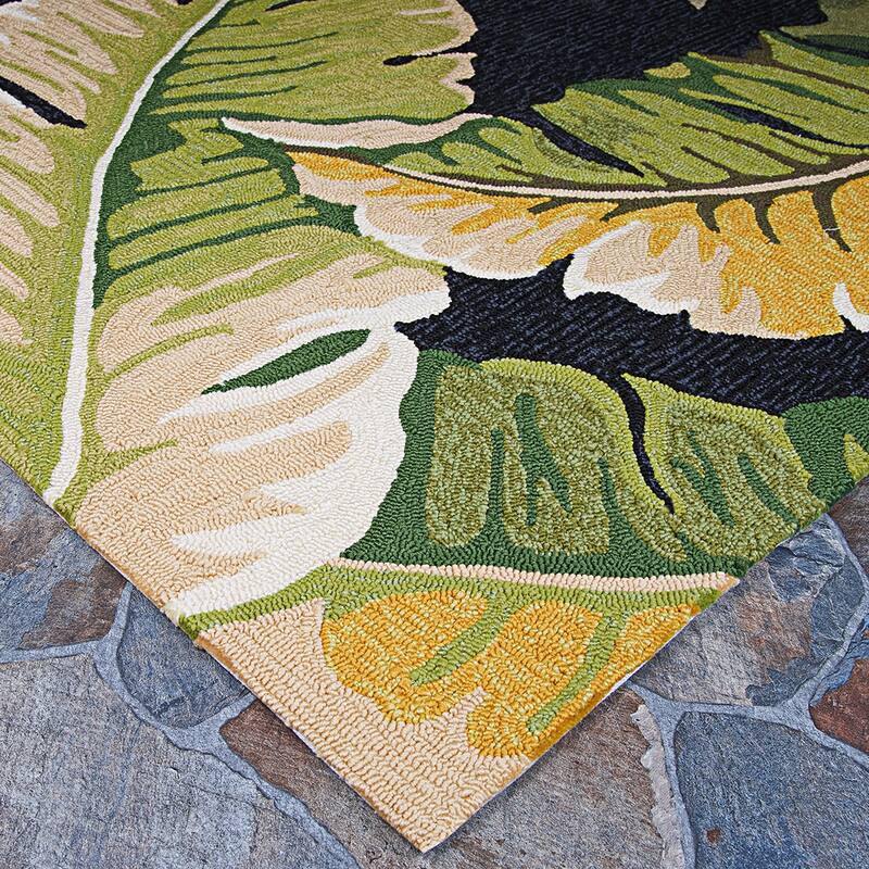 Miami Rainforest Black- Green Indoor/ Outdoor Area Rug