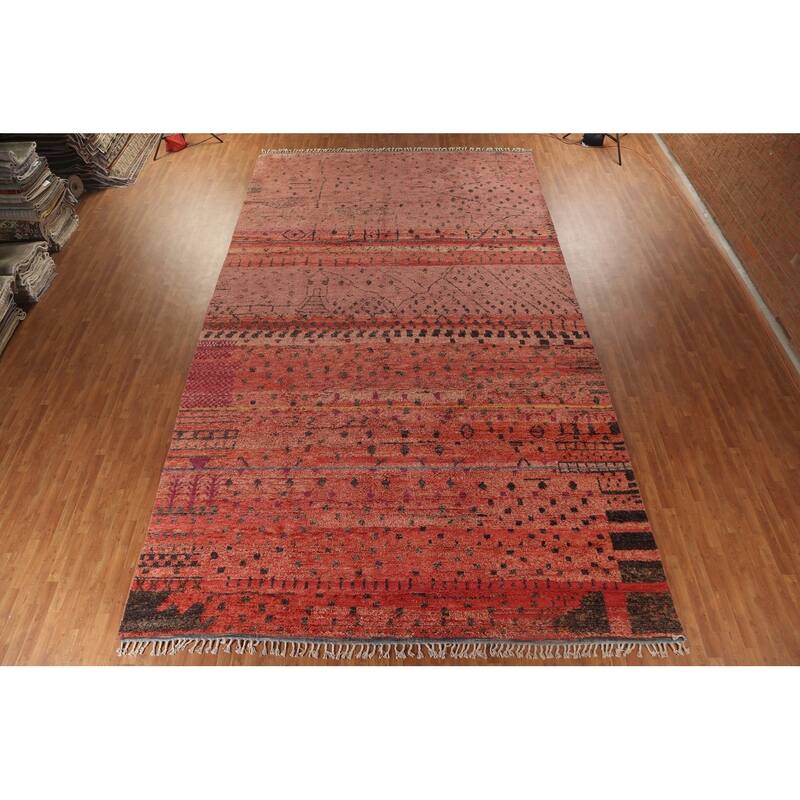Moroccan Oriental Large Area Rug Handmade Wool Carpet - 11'4"x 19'5"