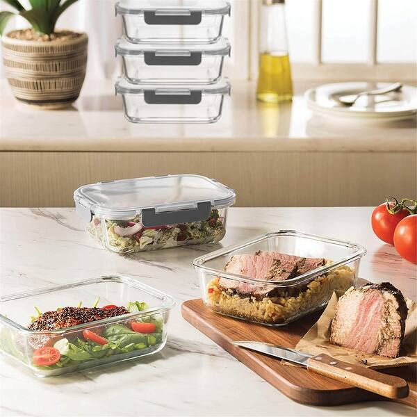 Superior Glass Meal Prep Containers - 6-pack (35oz) Newly Innovated Hinged  BPA-free Locking lids - 100% Leak Proof Glass - 6PCS - Bed Bath & Beyond -  33130456