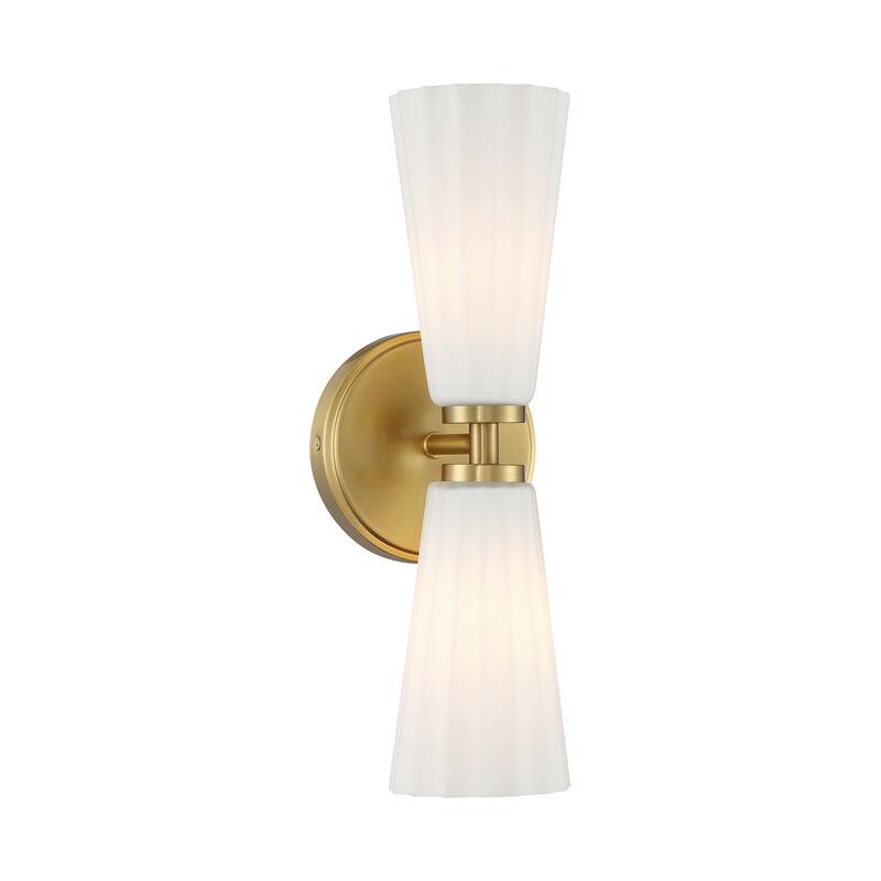 Bellevue SHWS43575 2 Light 15" Tall Bathroom Sconce with White Fluted