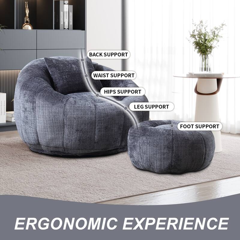 Bean Bag Chairs With Ottoman for Living Room