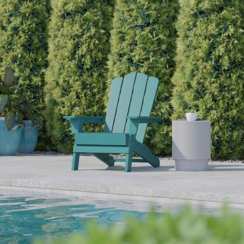 Commercial Grade All-Weather Adirondack Chair with Swiveling Cupholder