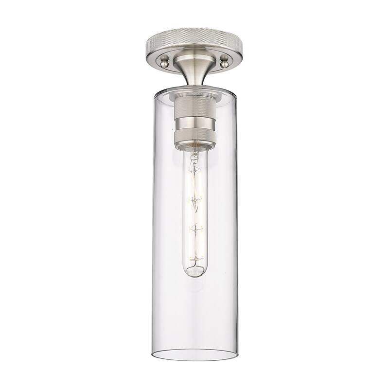 Innovations Lighting 434-1F-15-4 Crown Point Flush Crown Point 4" Wide - Satin Nickel / Clear