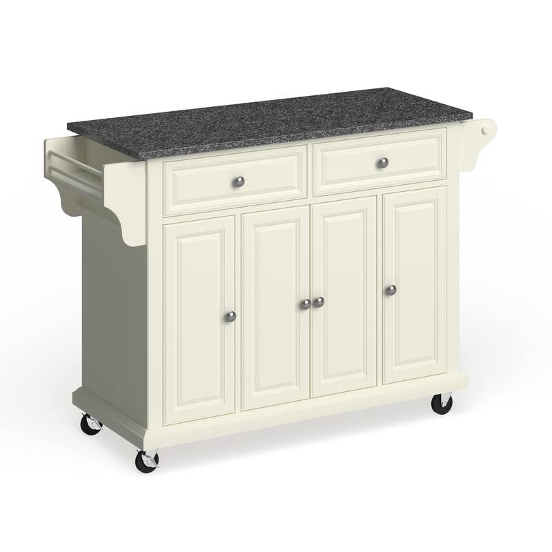 Crosley Full Size White Wood and Granite Top Kitchen Cart - 18"d x 51.5"w x 36"h - Kitchen Cart - Wood - White