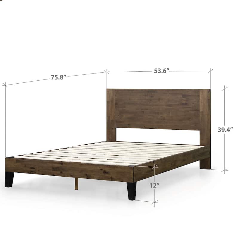 Priage by ZINUS Brown Wood Platform Bed Frame with Headboard - Full