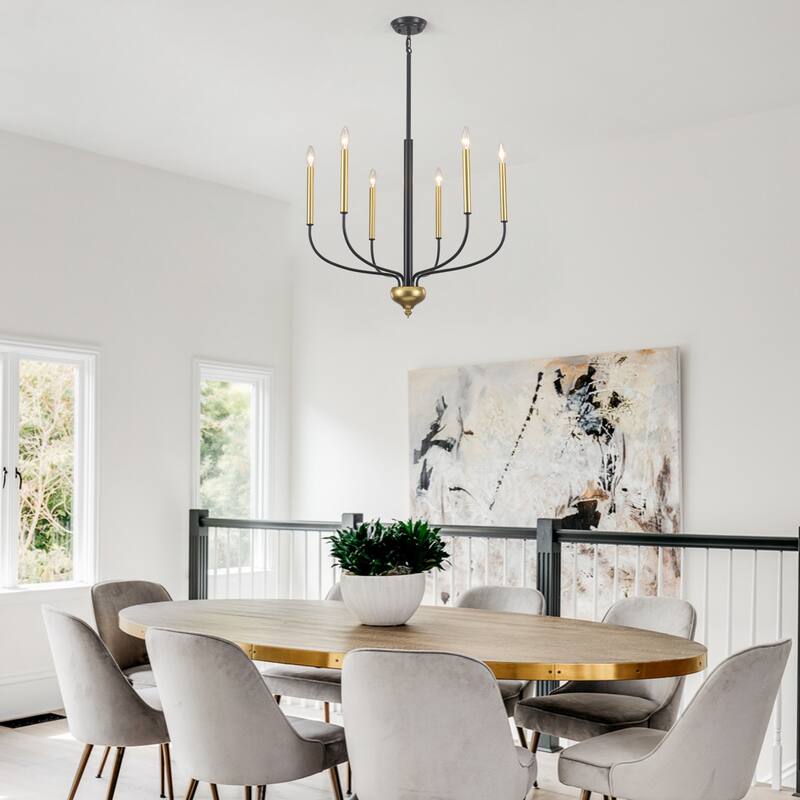 Simple and elegant 6 light metal frame pendant light bulb not includedSuitable for many different spaces