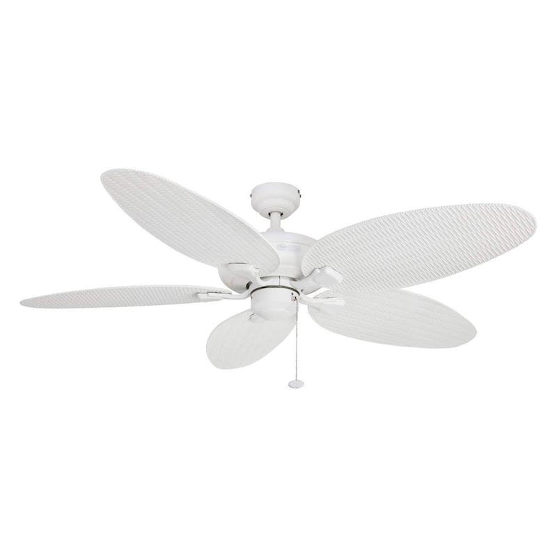 52" Honeywell Duval White Indoor/Outdoor Ceiling Fan with No Light, Pull Chain