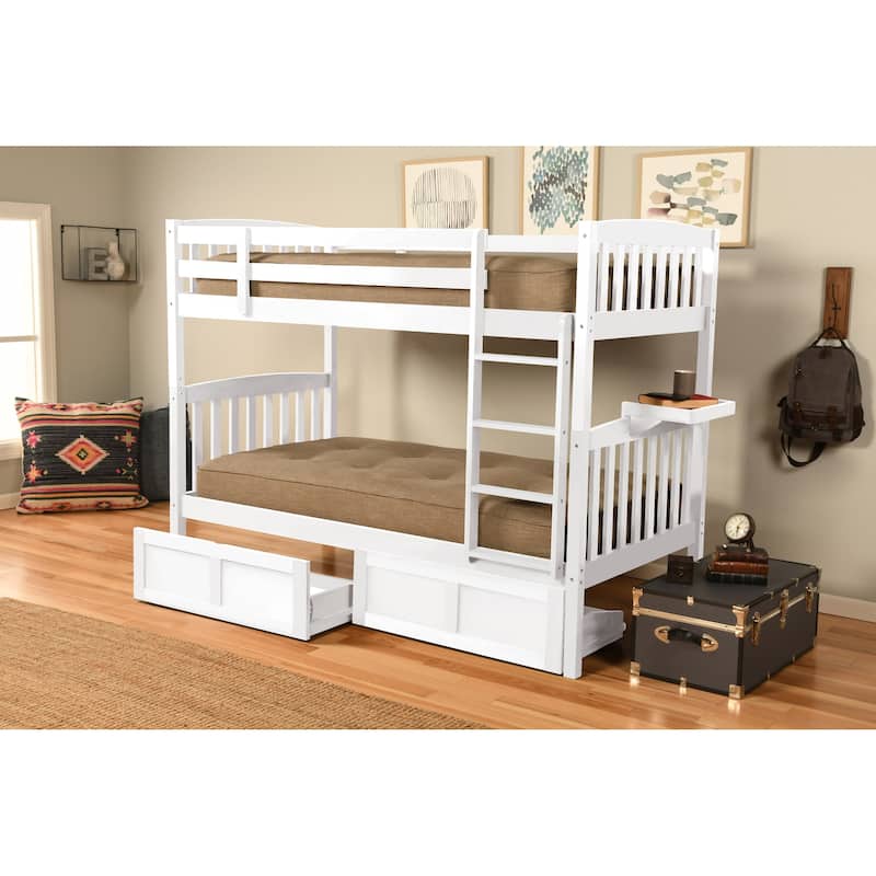 Somette Claire Twin Bunk Bed with Storage Drawers and Tray (Mattresses Not Included) - White