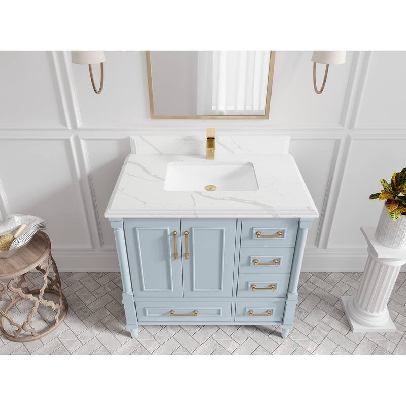 Willow Collections 36 in. W x 22 in. D Aberdeen Center Sink Left Bathroom Vanity with Countertop