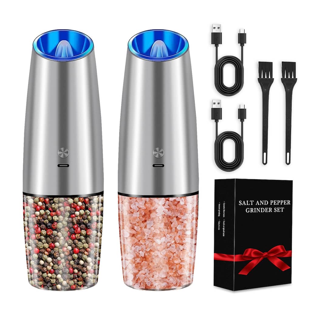 Electric Salt and Pepper Grinder Set USB Rechargeable Adjustable Coarseness Automatic Spice Mill