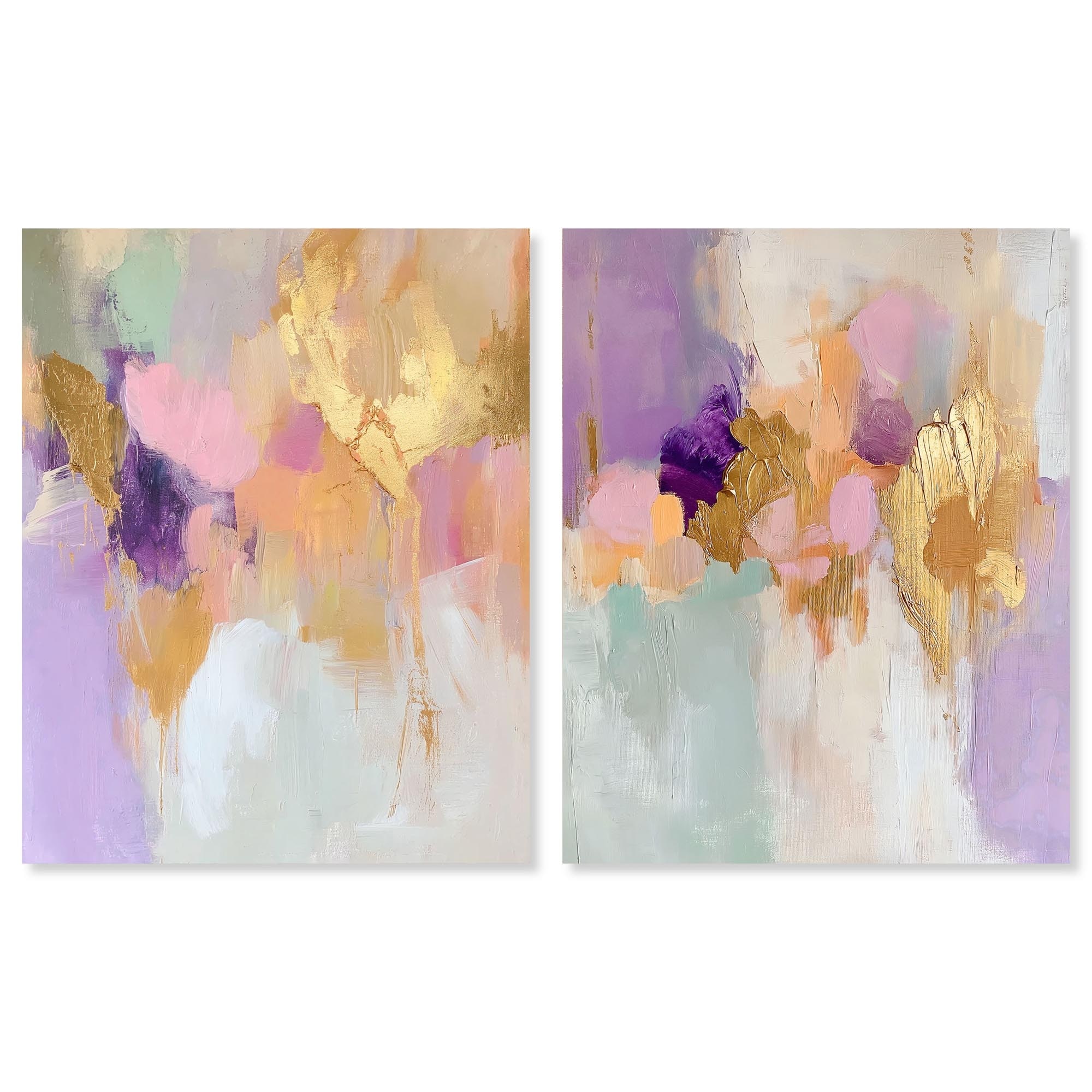Gold and Purple Set Canvas Set of 2 by Art Remedy, Gallery Wrapped