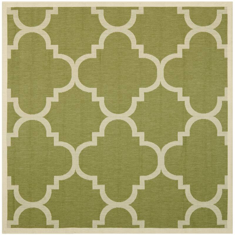 SAFAVIEH Courtyard Maryanne Indoor/ Outdoor Waterproof Patio Backyard Rug - 5'3" x 5'3" Square - Green/Beige