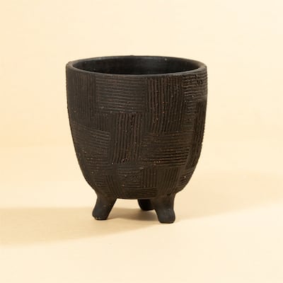 Med Footed Pot Black Brown Dia 7.75" & H 8.25" - Black Brown