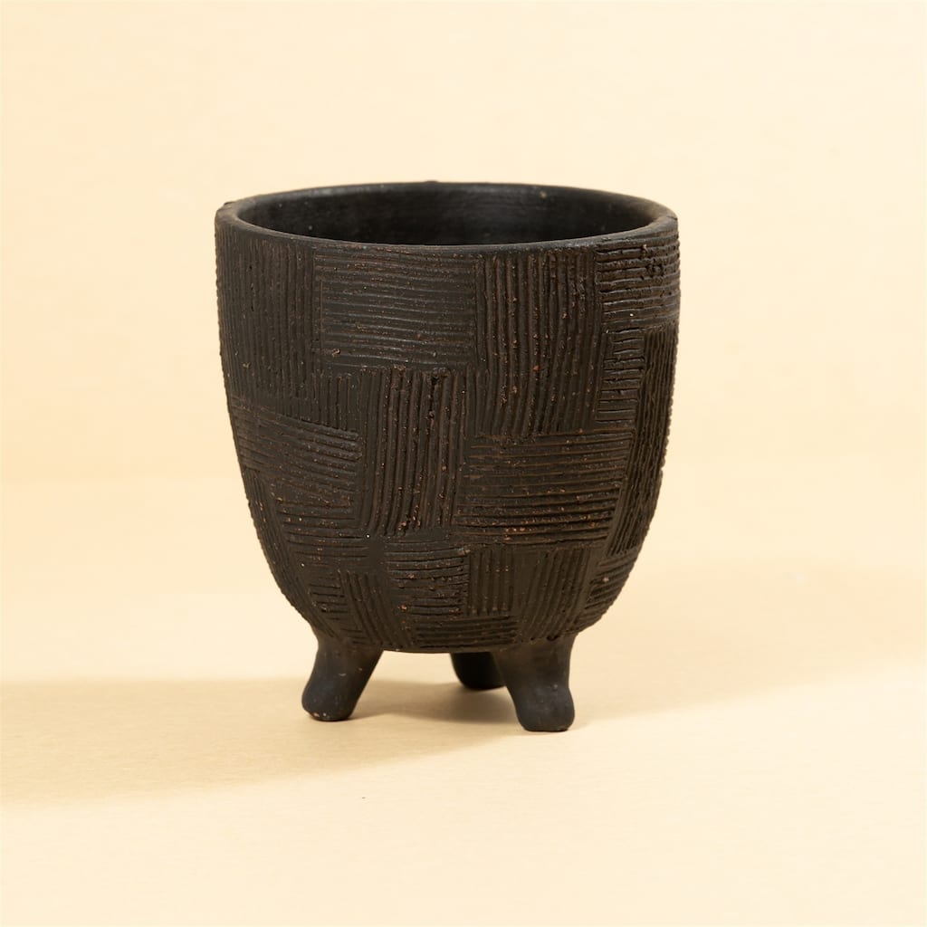 Med Footed Pot Black Brown Dia 7.75" & H 8.25" - Black Brown