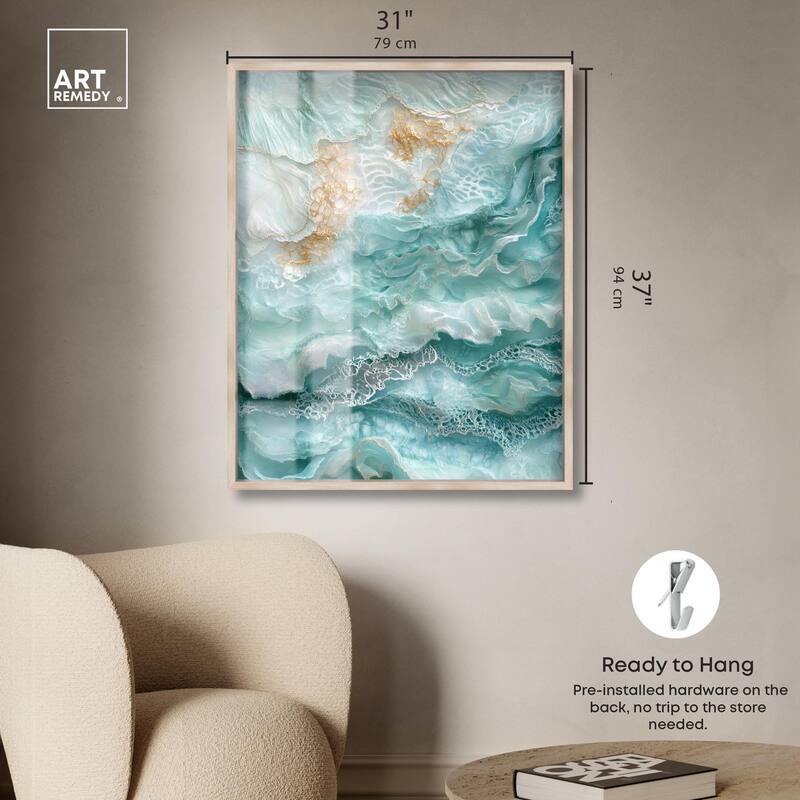 Teal Tiered Turbulence Shadowbox by Art Remedy