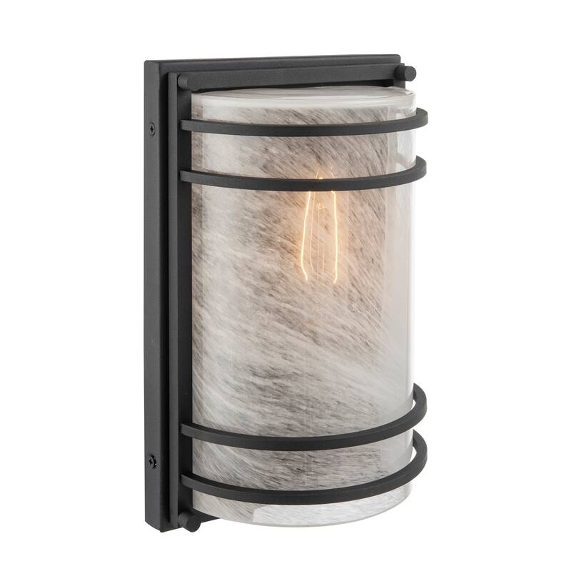 Artcraft Keswick - 1-Light Outdoor Wall Sconce - Black Finish - White Swearl Glass Shade