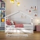 preview thumbnail 14 of 42, Full Size Wooden House Bed with Twin Size Trundle White
