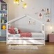 preview thumbnail 41 of 49, Kid Bed Frame Full Size Wooden House Platform Bed with Twin Size Trundle