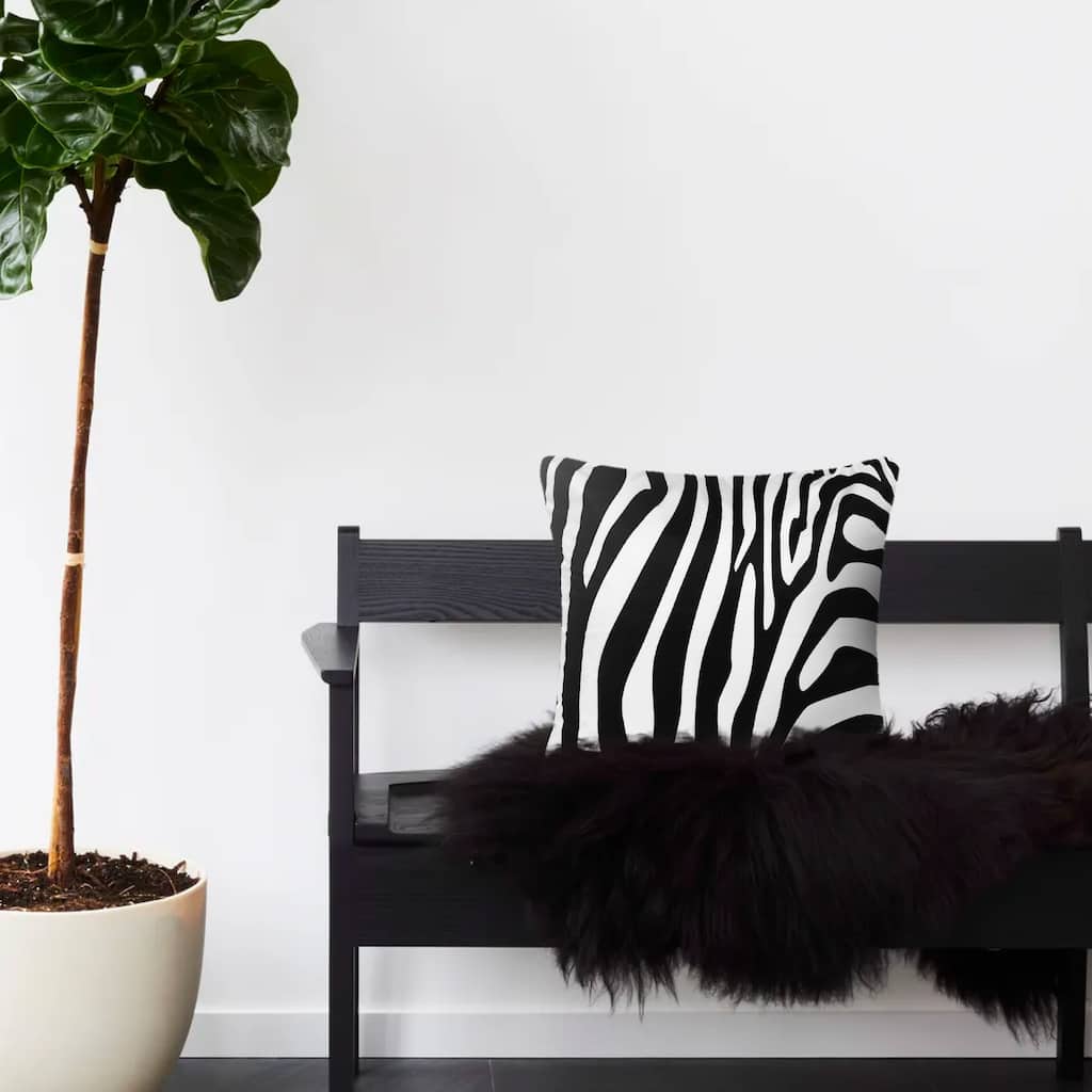 Sevita Handmade Black/White Animal Print Polyester Throw Pillow, 20" x 20"