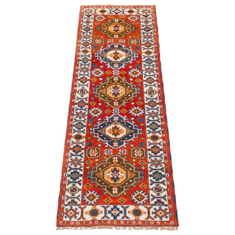 ECARPETGALLERY Hand-knotted Royal Kazak Copper Wool Rug - 2'8 x 7'10