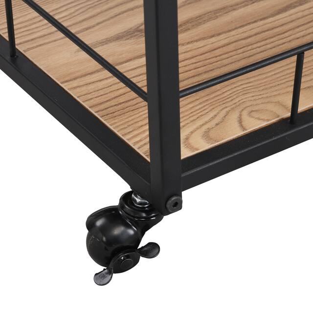 Mobile Bar Cart Serving Wine Cart with Wheels, 3-tier Metal Frame Elegant Wine Storage
