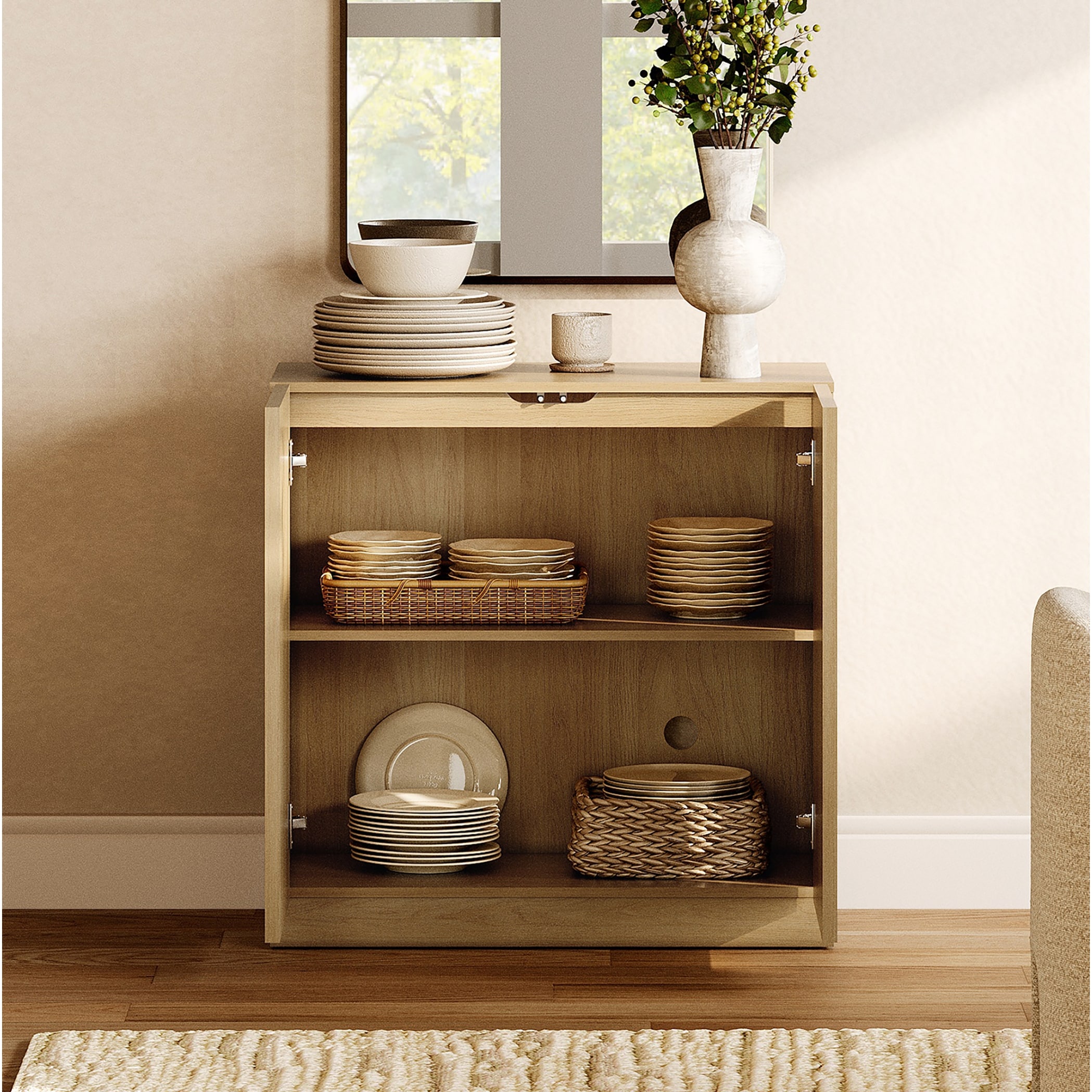 WAMPAT Modern Sideboard Buffet Cabinet with Drawers and Adjustable Shelf, Multifunctional Sideboard with Large Storage