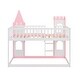 preview thumbnail 8 of 9, Wooden Twin Over Twin Castle Bunk Bed with Ladder, Guardrails and Ladder